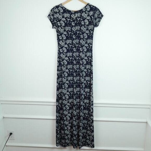 Vintage Medium Maxi Dress 90s Whimsigoth Grunge Slinky Floral Cottagecore Dainty - Picture 6 of 6